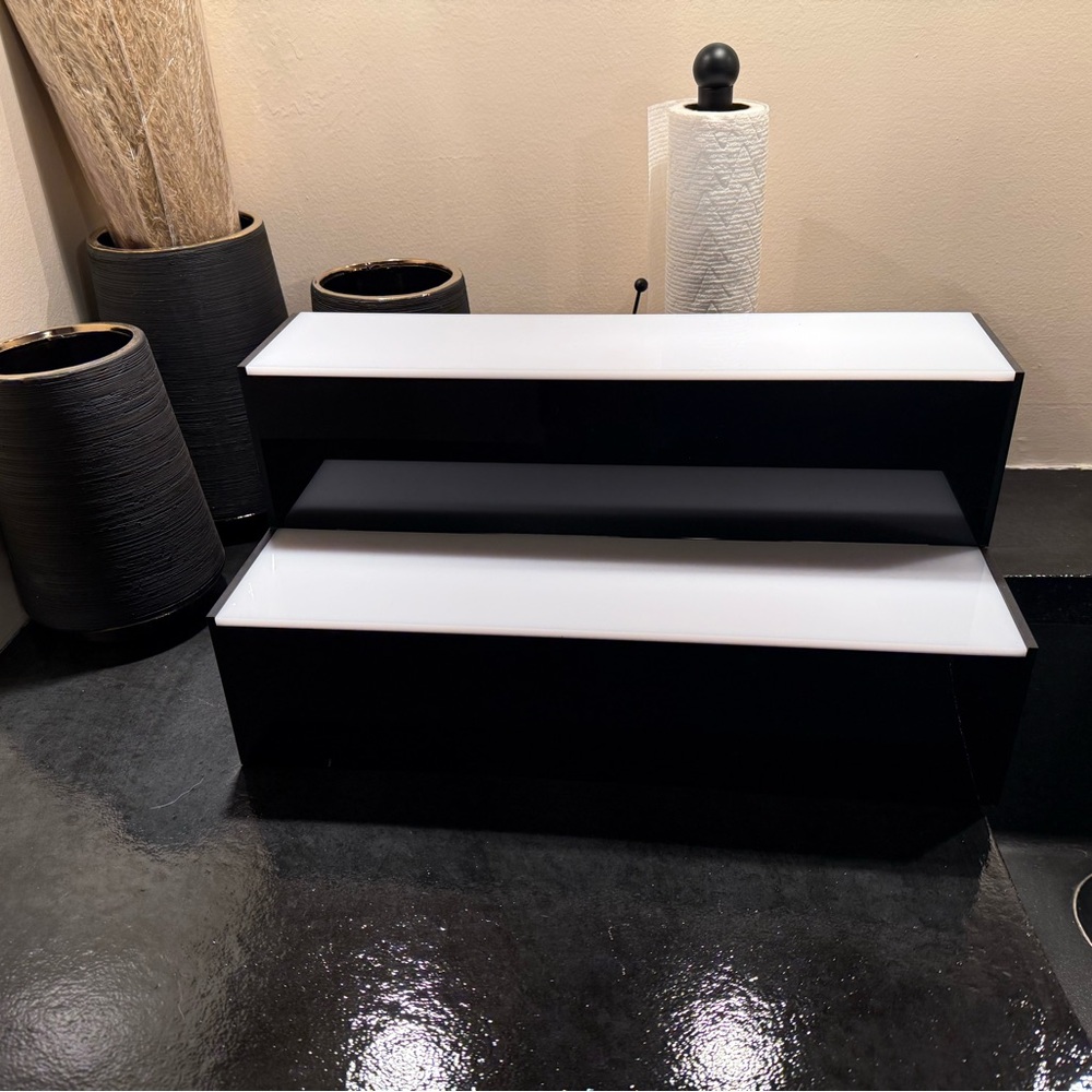 Black and White Display Shelves
